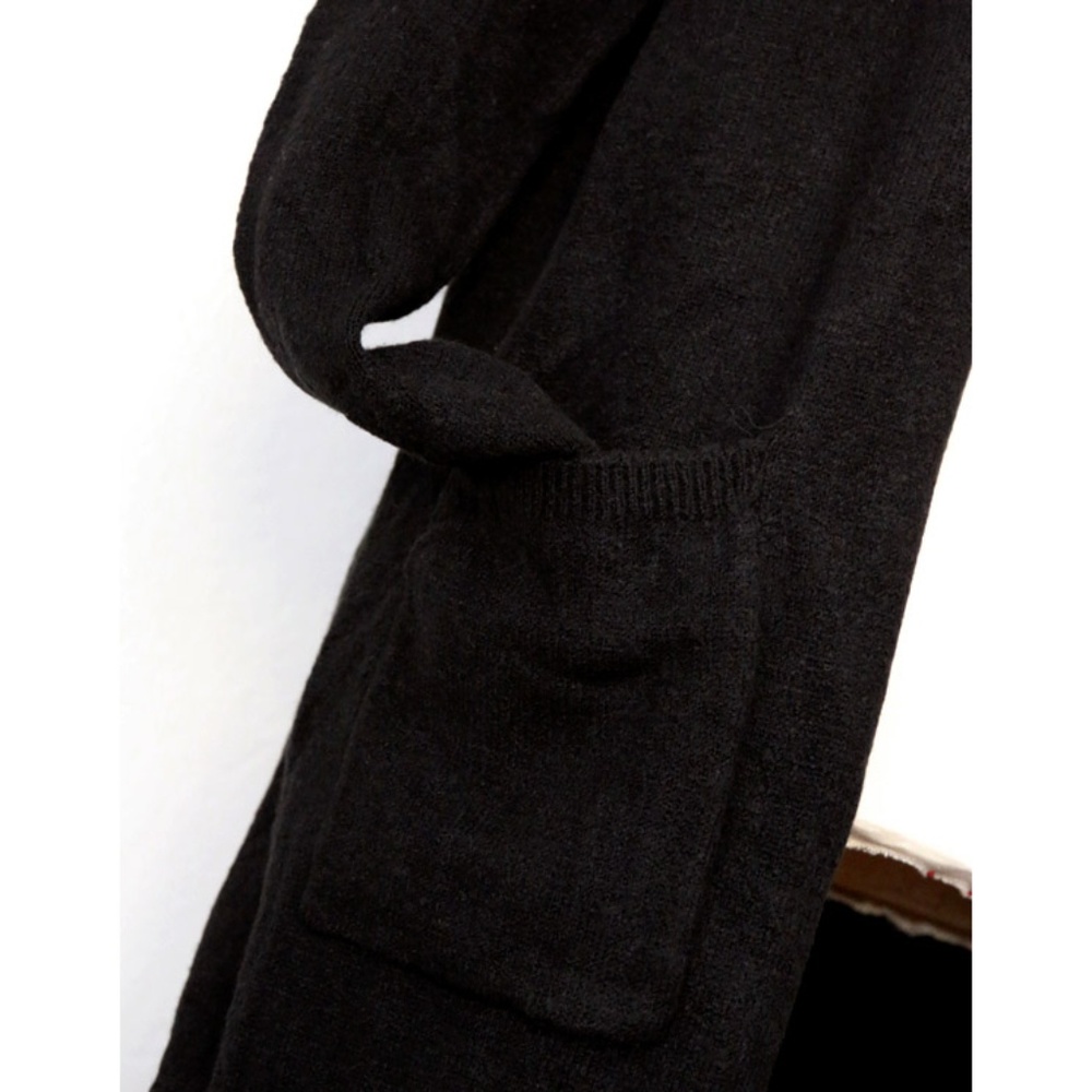 ZARAKNIT Black Long Duster Sweater Open Cardigan - Picture 4 of 8